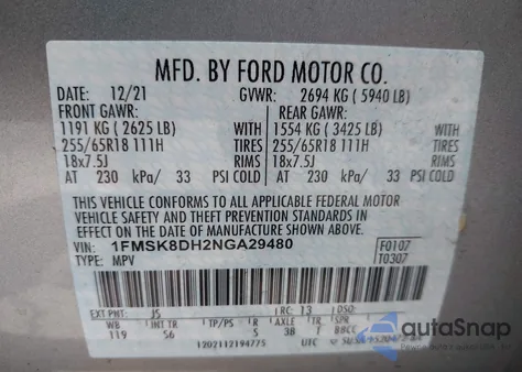 2022 Ford Explorer Xlt z USA, uszkodzony, nr VIN 1FMSK8DH2NGA29480